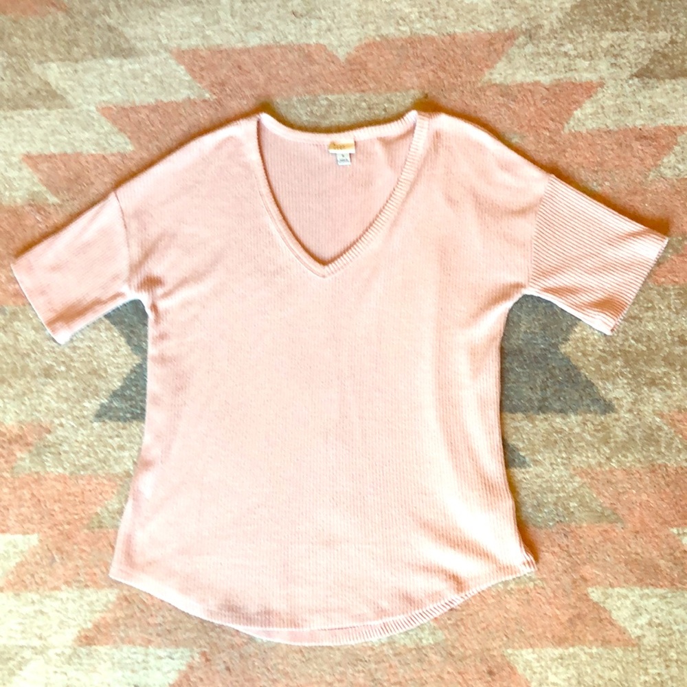 a new day Oversized Ribbed Tee | Rose Pink